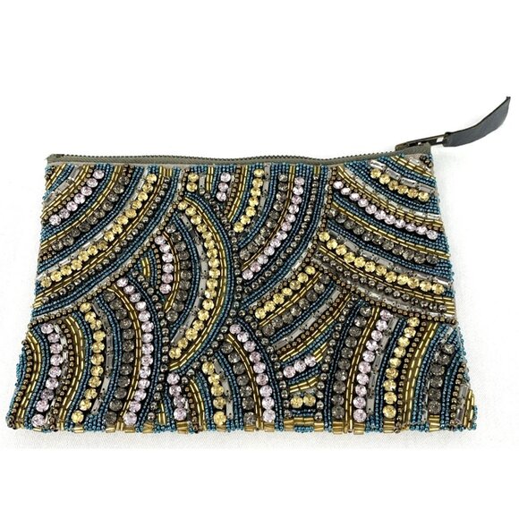 Anthropologie Embellished Purse Handbag Clutch Rhinestone Beaded 9" x 6" - Picture 1 of 8